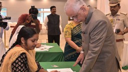 Andhra Governor S Abdul Nazeer casts vote in Vijayawada